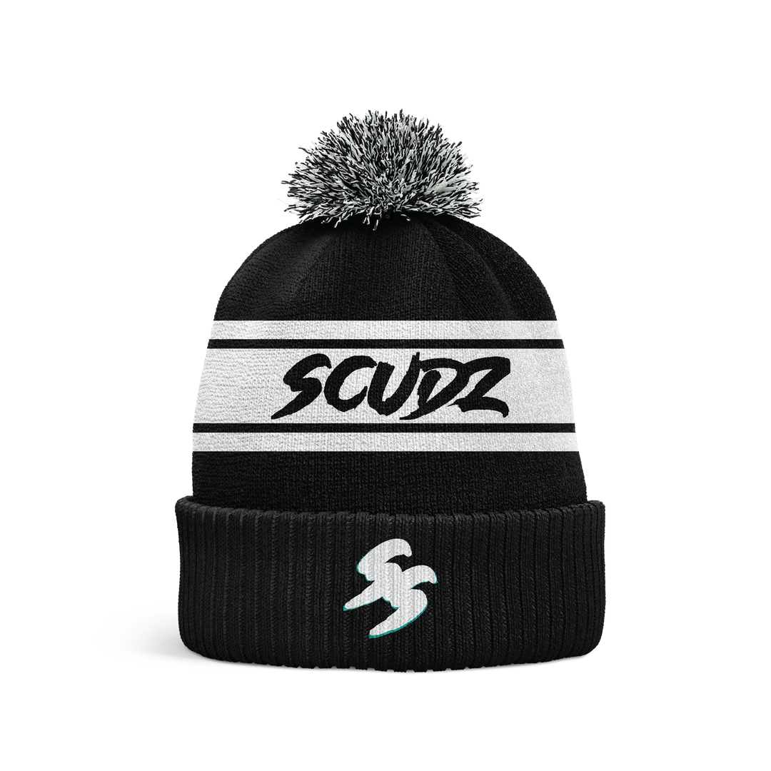 Scudz Pom Beanie - Black and White