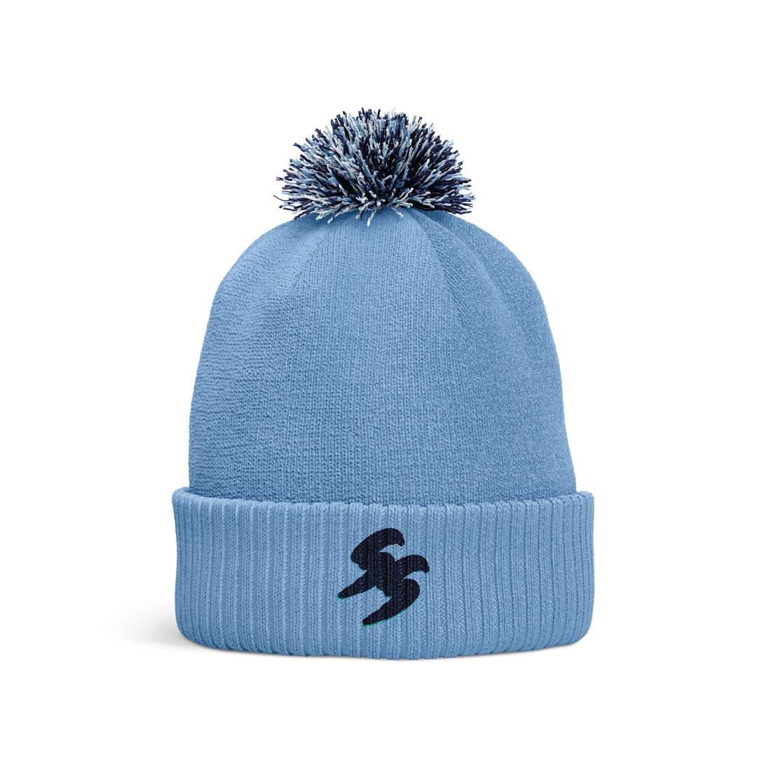SS Pom Beanie - Carolina Blue and Navy Pom