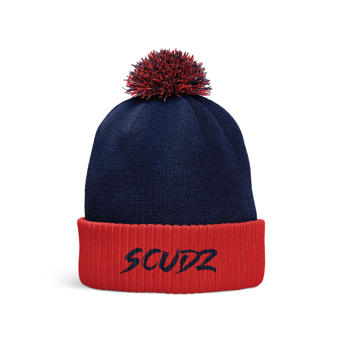 SS Pom Beanie - Navy and Red Pom