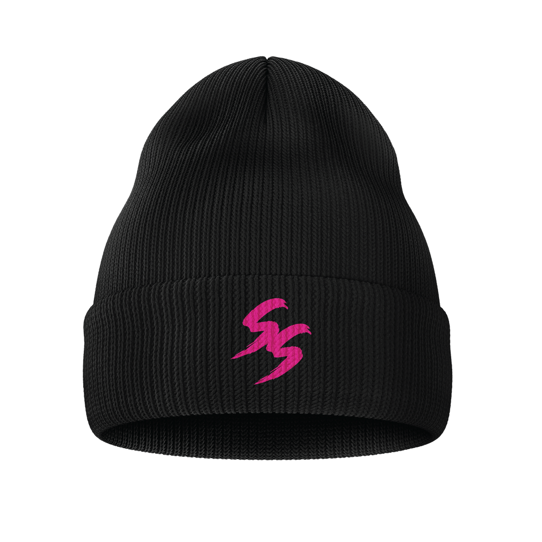 SS Beanie - Black and Hot Pink